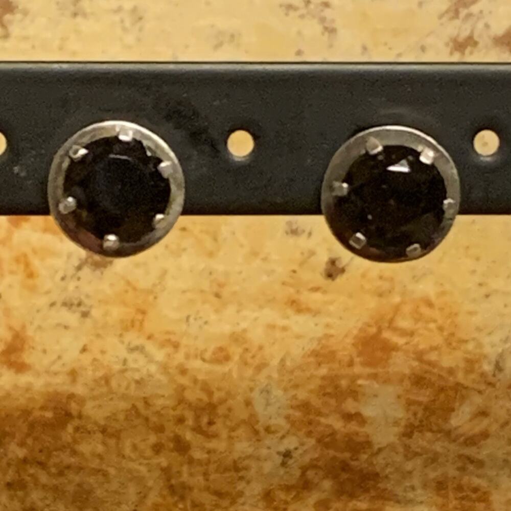 Sterling Silver and Smoky Topaz Stud Earrings Vintage Handmade